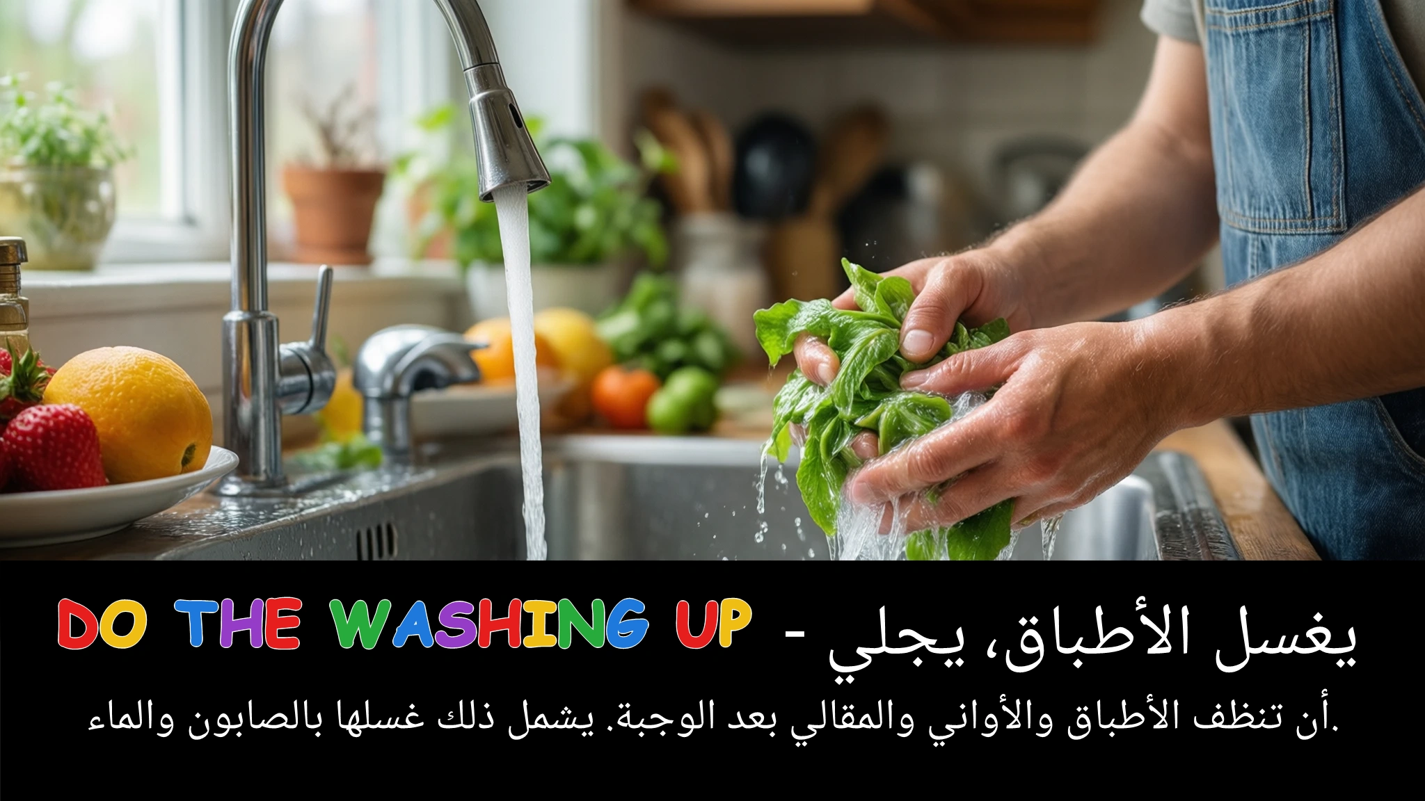 Arabic Illustration for do the washing up